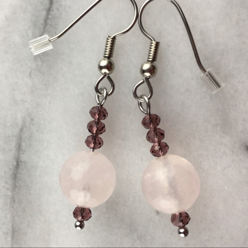Rose Quartz & Crystal Earrings
